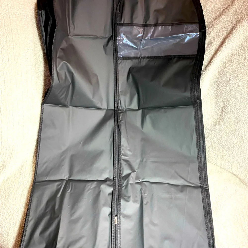8pk. PEVA 43”L Black Garment Zipper Bags w/ window, 23.75”W, hangable,